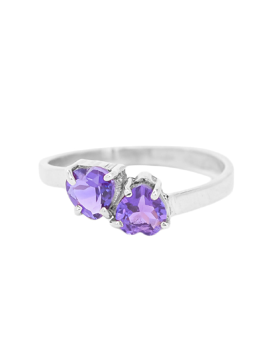 Anillo corazones amatistas Aimi Plata .925