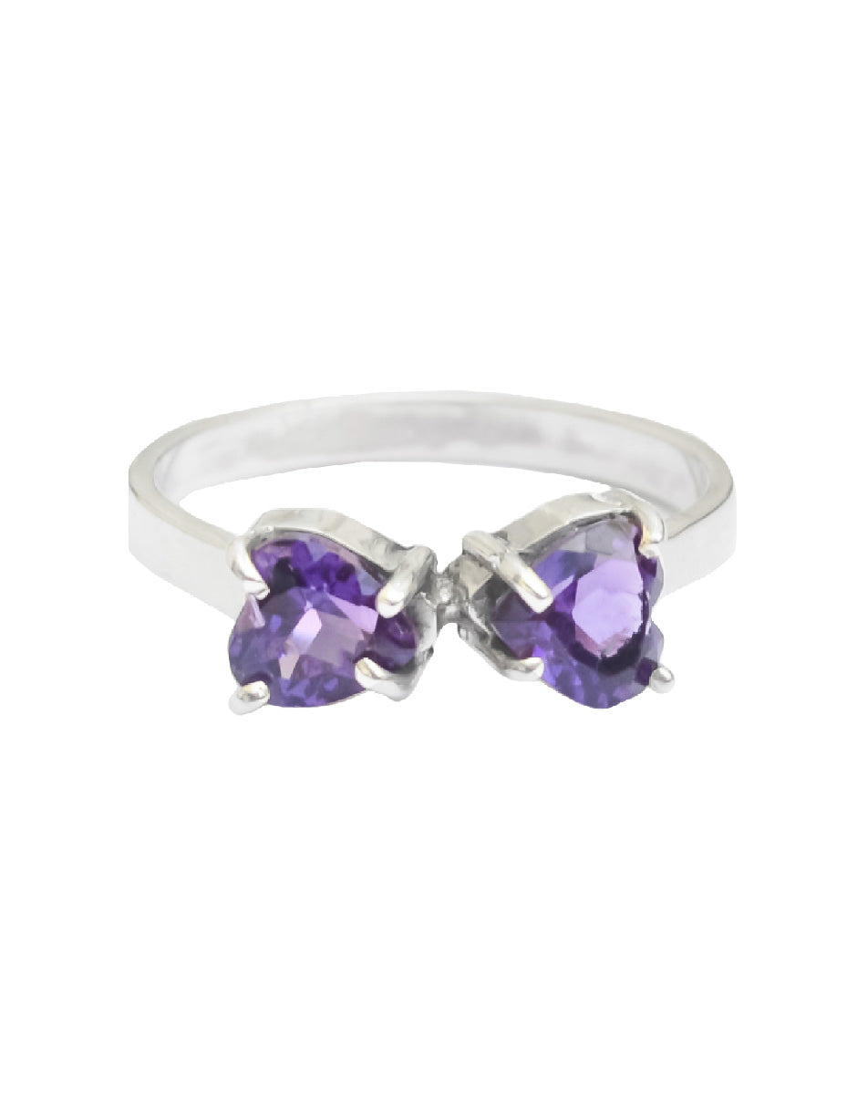 Anillo corazones amatistas Aimi Plata .925