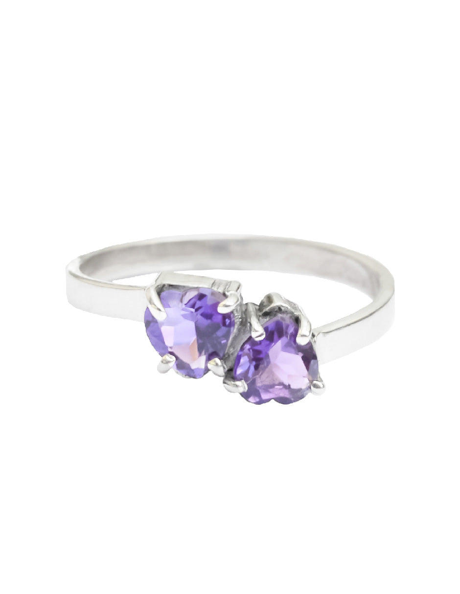 Anillo corazones amatistas Aimi Plata .925