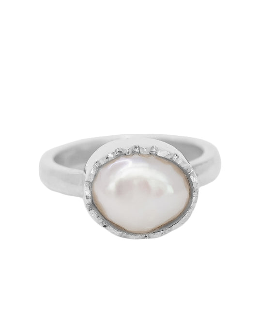 Anillo perla orgánica Naomi Plata .925