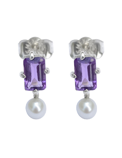 Aretes piedras naturales y perla Electra Plata .925