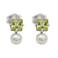 Aretes  peridoto y perla orgánica Perina Plata .925