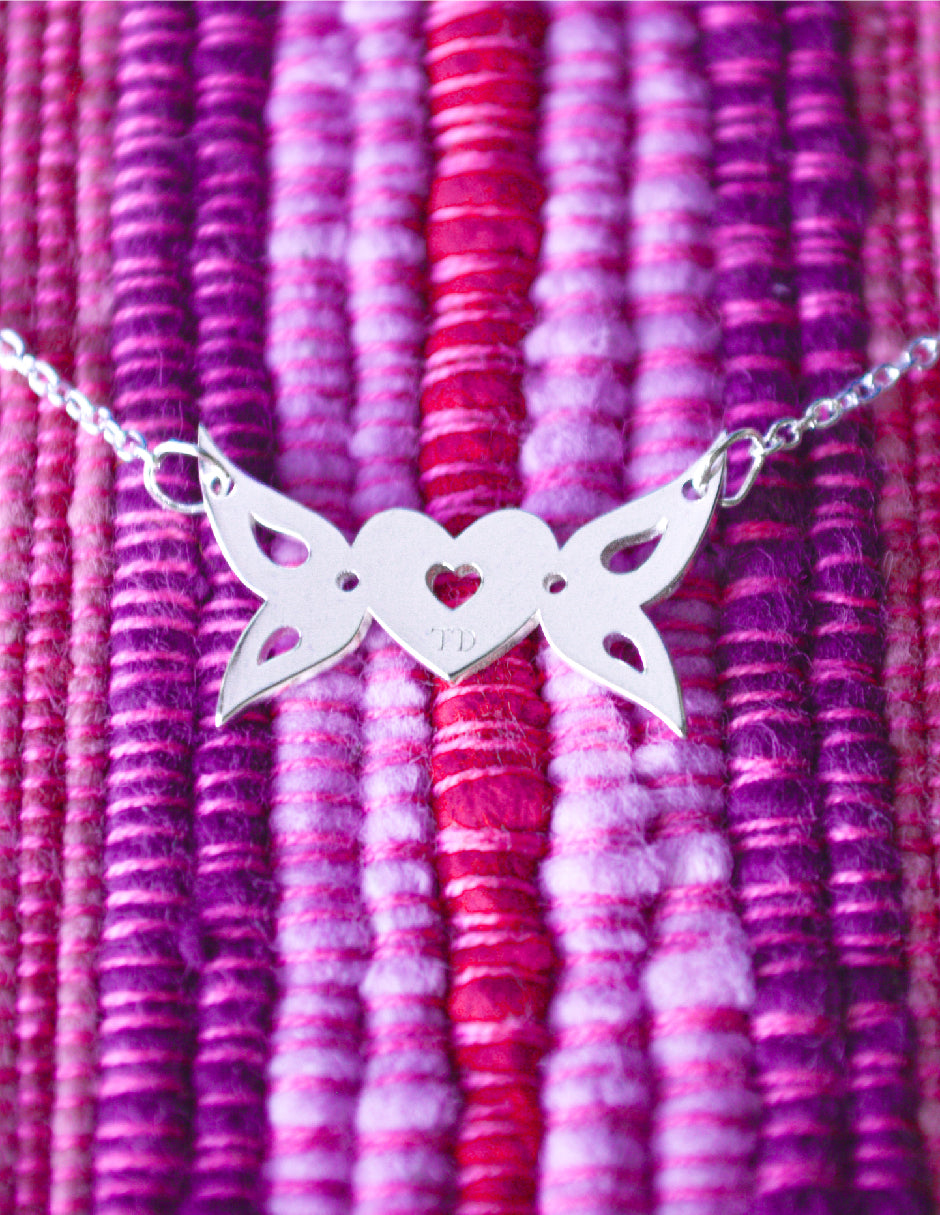 Collar corazón con alas Tenamiqui Plata .925