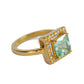 Anillo espinela verde con diamantes naturales Diora oro 14 k.