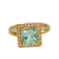 Anillo espinela verde con diamantes naturales Diora oro 14 k.