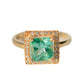 Anillo espinela verde con diamantes naturales Diora oro 14 k.