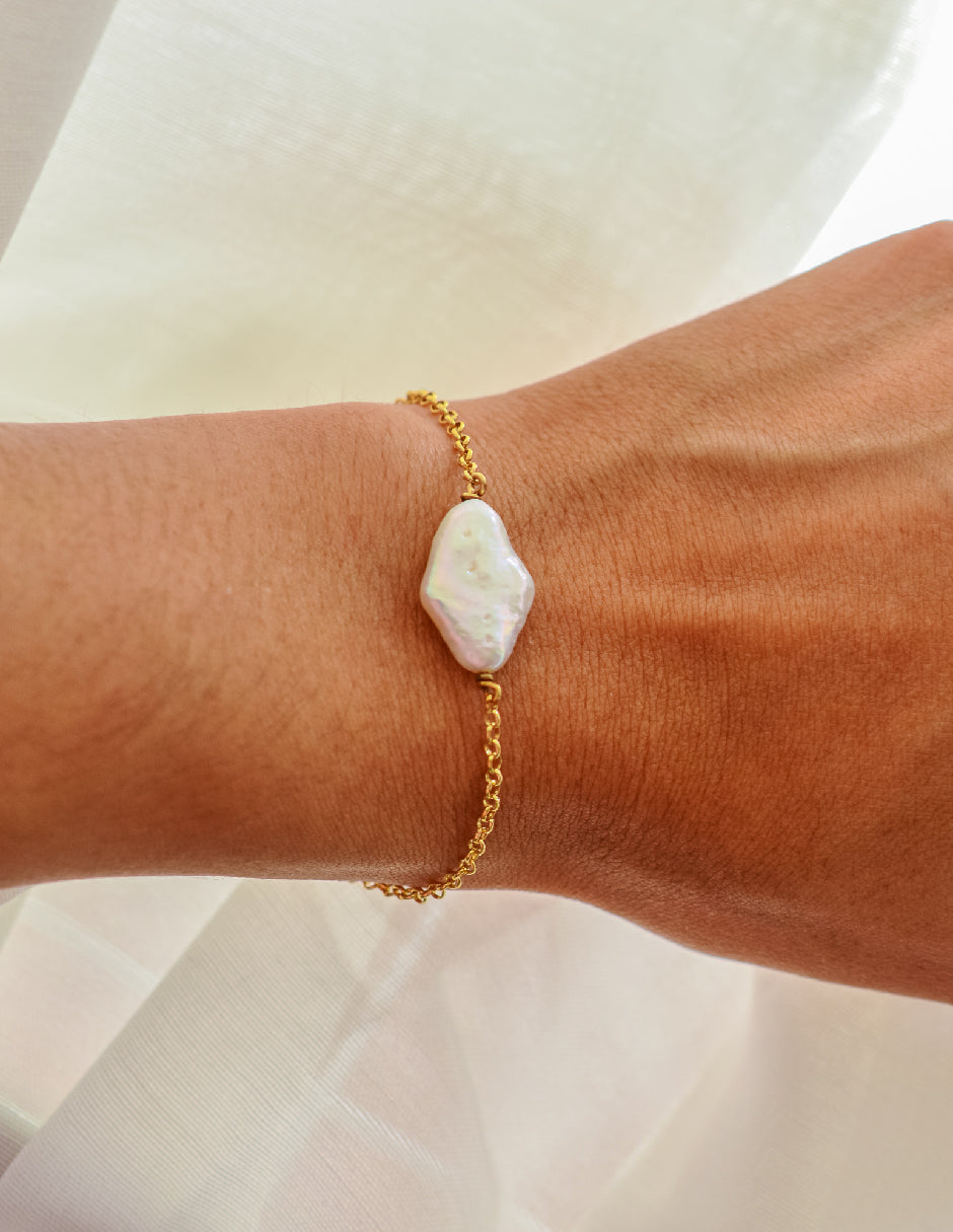 Pulsera perla orgánica Nara Plata .925