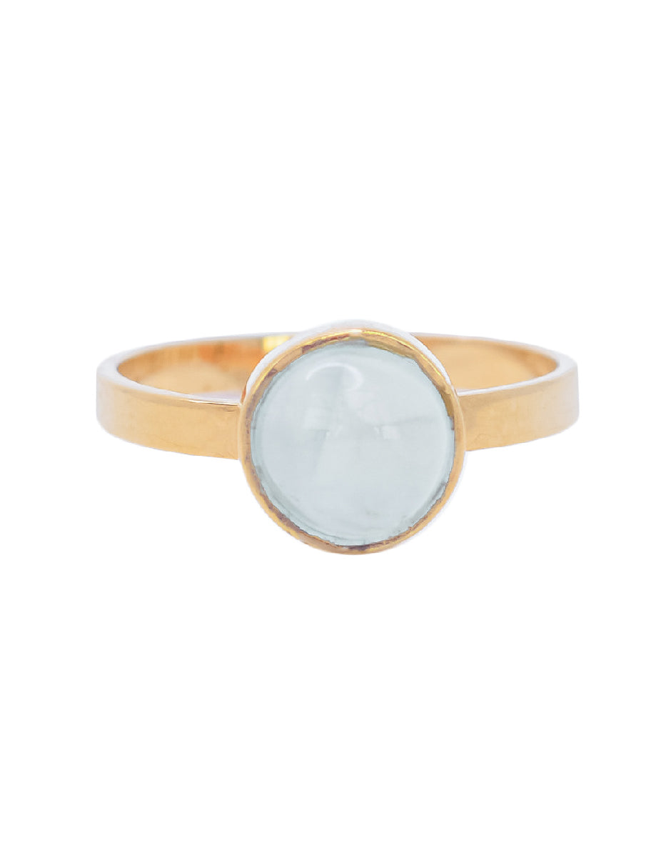 anillo aguamarina plata baño oro