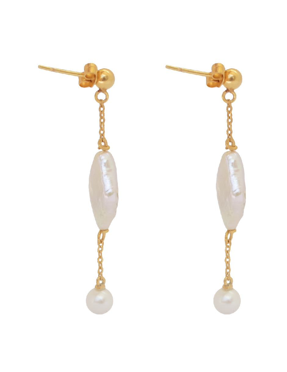 Aretes  perlas orgánicas Penélope Plata .925