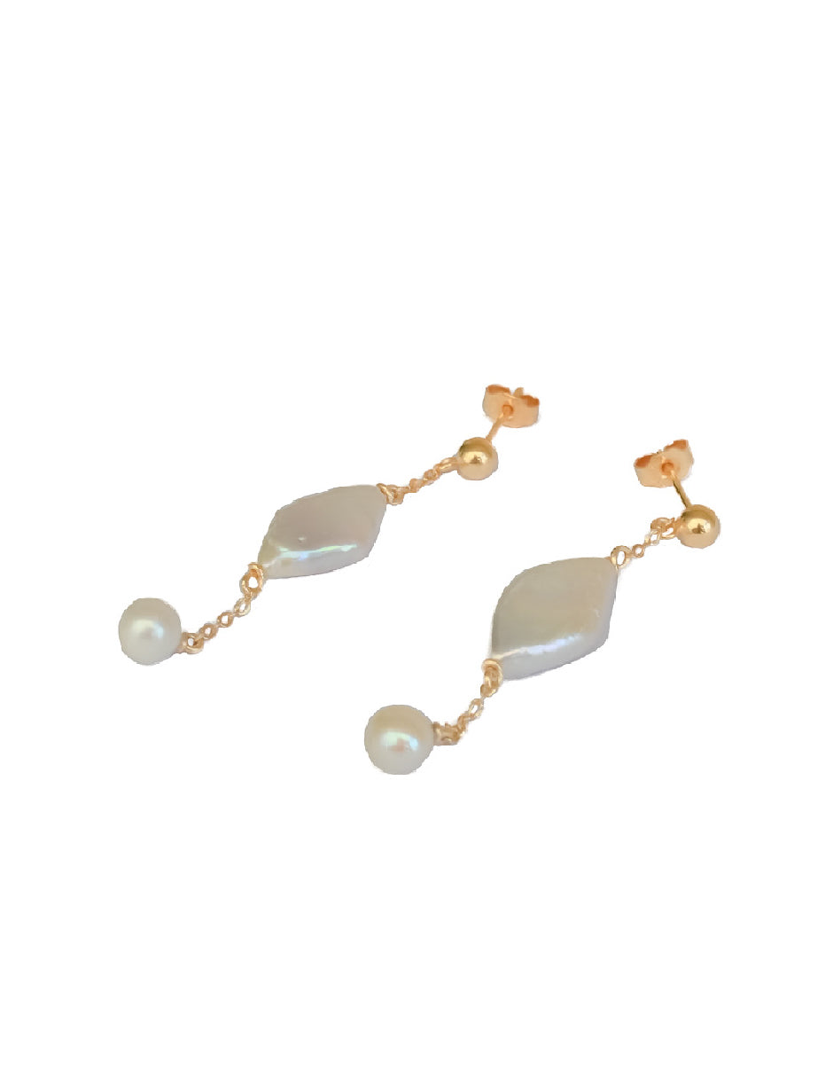 Aretes  perlas orgánicas Penélope Plata .925